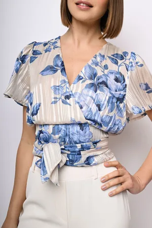 Nuna Lie Top in georgette lurex a stampa rose