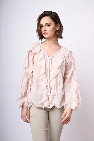 Nuna Lie Camicia in mussola di cotone con volants