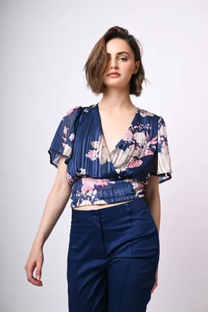 Nuna Lie Top in georgette lurex a stampa floreale