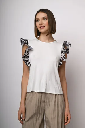 Nuna Lie Top con rouches a stampa zebrata