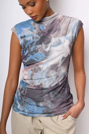 Nuna Lie Top in tulle a stampa floreale astratta