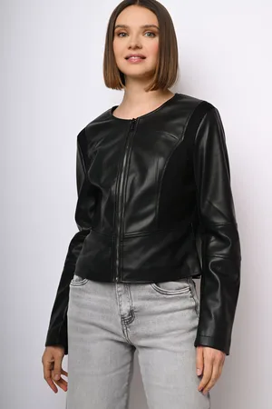Nuna Lie Giacca in similpelle con scollo tondo