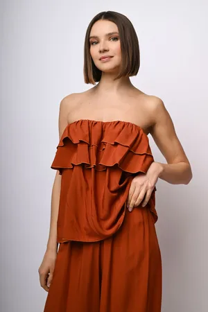 Nuna Lie Top in viscosa con balze