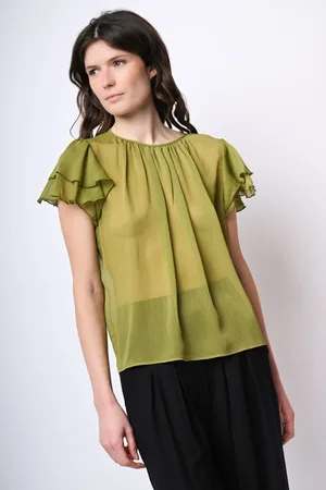 Nuna Lie Top in tulle con maniche a balze