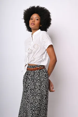Nuna Lie Camicia con nodo in pizzo Sangallo