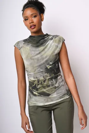 Nuna Lie Top in tulle a stampa floreale astratta
