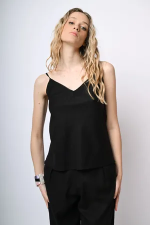 Nuna Lie Top in lino e viscosa con pizzo