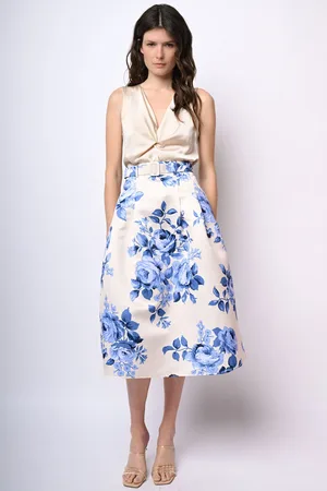 Nuna Lie Gonna midi in raso a stampa rose