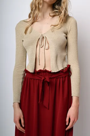 Nuna Lie Cardigan in maglia lurex con laccetti