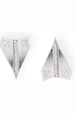 OFF-WHITE Silver Paper Plane Earrings - Male Orecchini Qt