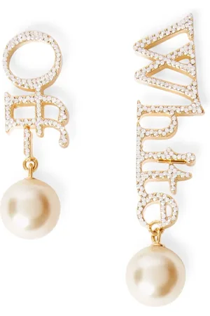 OFF-WHITE Strass + Pearl Logo Earrings - Female Orecchini Qt