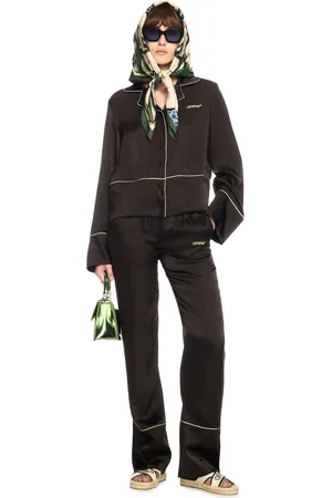 OFF-WHITE Chocolate Satin Pajama Pants - Female Pantaloni 36