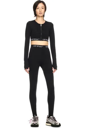 OFF-WHITE Logo Band Zip Crop Top - Female Top E Bra L