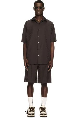 OFF-WHITE Chocolate Jacquard Check Bowling Shirt - Male Camicie 44
