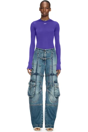 OFF-WHITE Violet Ribbed Long-sleeved Top - Female T-shirt E Top 38