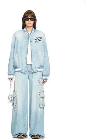 OFF-WHITE Denim Wide Cargo Pants - Female Denim 25