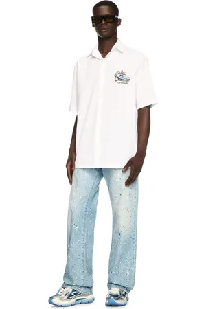 OFF-WHITE Paint Relaxed Jeans Navy - Multicol - Male Denim 29