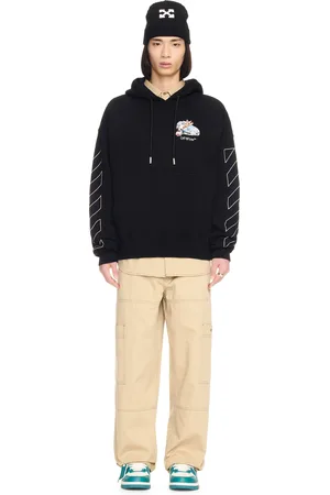 OFF-WHITE Black Fresco Arrow Hoodie - Men Felpe L
