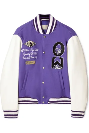 OFF-WHITE Time Leather/wool Varsity Jacket - Male Cappotti E Giacche 46