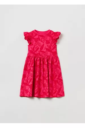 OVS Donna Vestiti senza maniche - Vestito Con Rouches Stampa All-over, Donna, Rosso fragola, Taglia: 3-4