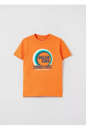 OVS Uomo T-shirt con stampa - T-shirt In Cotone Con Stampa Grand&hills, Uomo, Arancione, Taglia: 10-11