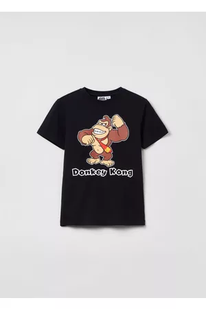 OVS Uomo T-shirt con stampa - T-shirt Stampa Super Mario World Donkey Kong, Uomo, Nero, Taglia: 10-11