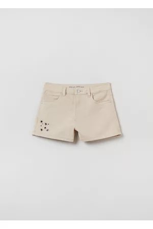 OVS Donna Pantaloncini - Shorts Stretch Con Occhielli, Donna, Beige chiaro, Taglia: 10-11