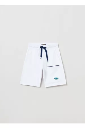 OVS Uomo Joggers - Bermuda Jogger Con Patch Squalo, Uomo, Bianco ottico, Taglia: 3-4