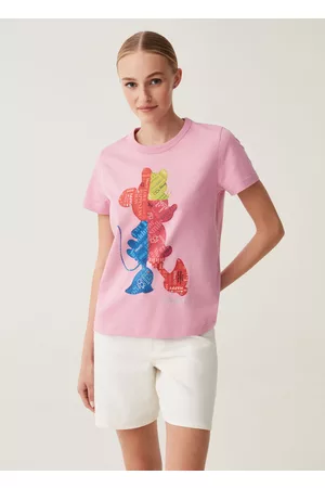 OVS Donna T-shirt con stampa - T-shirt Stampa Disney 100° Anniversario, Donna, Rosa pastello, Taglia: XS