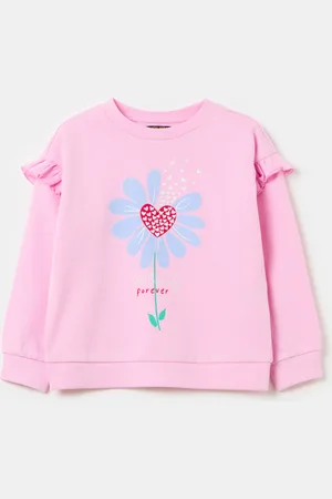 OVS Felpa In French Terry Con Rouche E Stampa, Bambina