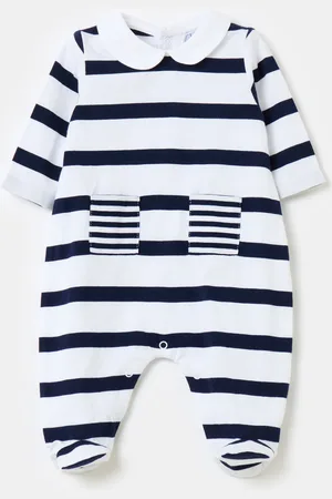 FAGOTTINO Tutina In Cotone Bio A Righe Con Piedini, Unisex