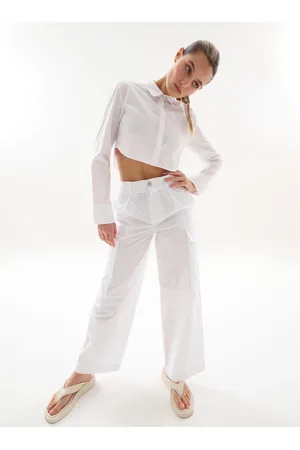 UTOPJA Light Cargo Wide Leg Pants White, Donna