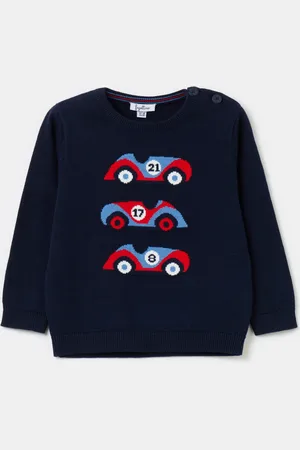 FAGOTTINO Pullover Con Disegno Jacquard Macchinine, Bambino