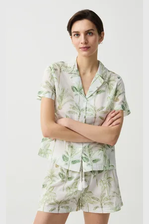 OVS OVS , Pigiama In Tela Con Stampa Palme Tropicali, Donna