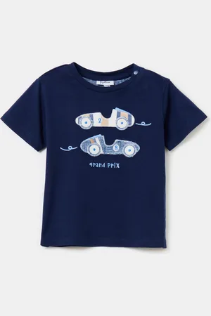 FAGOTTINO T-shirt In Cotone Con Patch Auto Da Corsa, Bambino