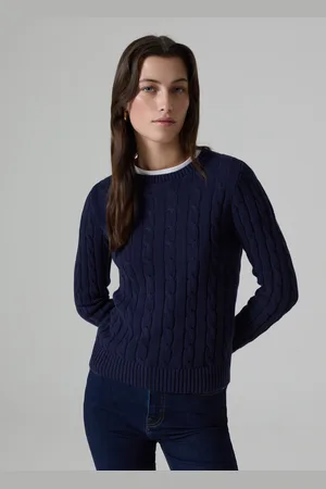 PIOMBO Pullover A Coste Con Lavorazione A Trecce, Donna