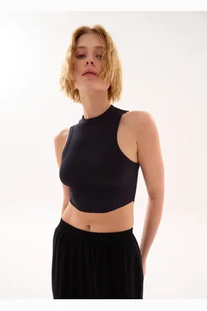 UTOPJA Rounded Crop Tank Black, Donna