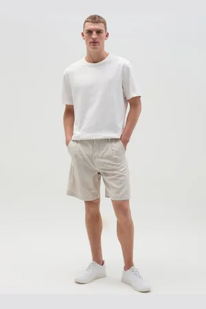 OVS OVS , Bermuda Chino In Cotone E Lino Con Pinces, Uomo
