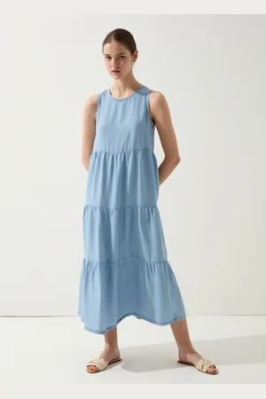 OVS OVS , Vestito Lungo Effetto Denim A Balze, Donna