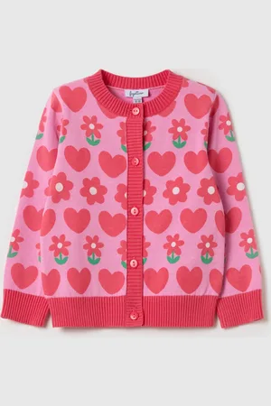 FAGOTTINO Cardigan Con Disegno Fiori E Cuori All-over, Bambina