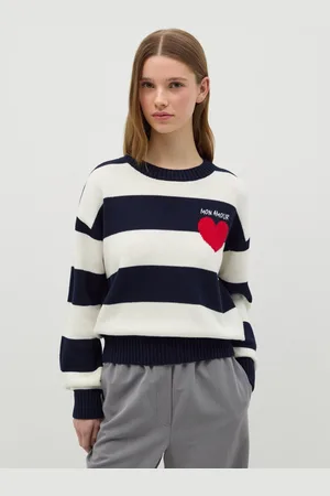 OVS Pullover A Righe Con Ricamo, Donna