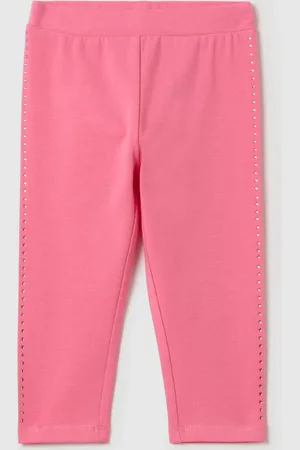 FAGOTTINO Leggings In Cotone Stretch Con Strass, Bambina
