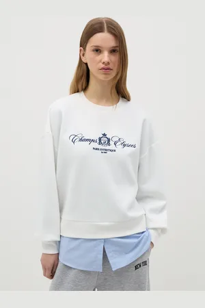 OVS Felpa Bianca Con Ricamo "champs Elysees", Donna
