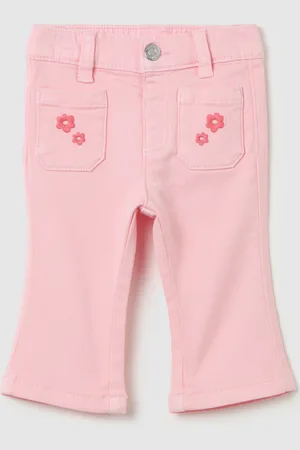 FAGOTTINO Jeans Flare Fit Con Ricamo Floreale, Neonata