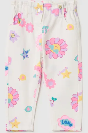 FAGOTTINO Pantaloni Baggy Fit Con Stampa Fiori E Gelati, Bambina