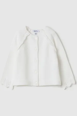 FAGOTTINO Cardigan In Cotone Lavorazione Traforata, Neonata