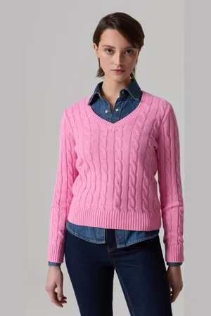 PIOMBO Pullover Con Lavorazione Intrecciata Scollo A V, Donna