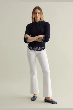 PIOMBO Pullover A Coste Con Lavorazione A Trecce, Donna