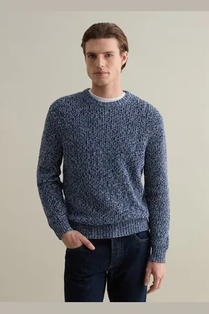 PIOMBO Pullover In Cotone Con Trama Bicolore, Uomo