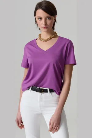 PIOMBO T-shirt In Cotone Con Scollo A V, Donna